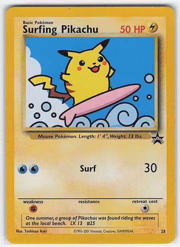 Surfing Pikachu — Wizards Black Star Promos · #28 · Englisch, Vorderseite