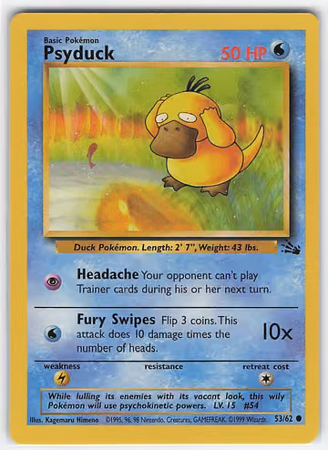Psyduck — Fossil · #53 · Englisch, Vorderseite