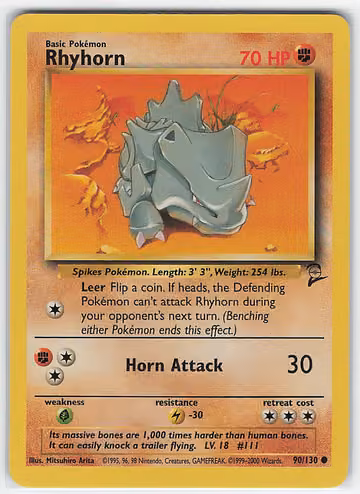 Rhyhorn — Base Set 2 · #90 · Englisch, Vorderseite