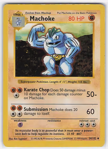 Machoke — Base Set · #34 · Englisch, Vorderseite
