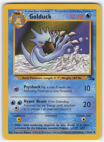 Golduck — Fossil · #35 · Englisch, Vorderseite