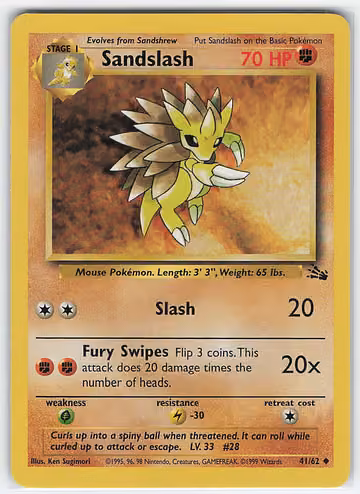 Sandslash — Fossil · #41 · Englisch, Vorderseite