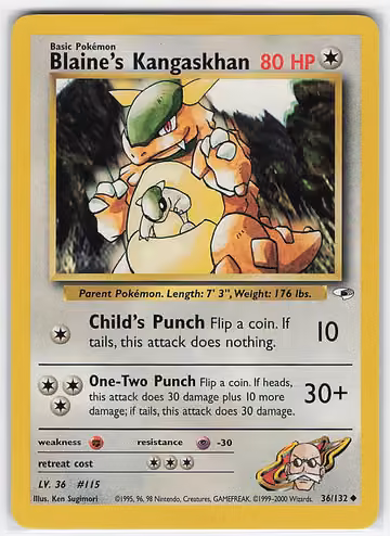 Blaine's Kangaskhan — Gym Heroes · #36 · Englisch, Vorderseite