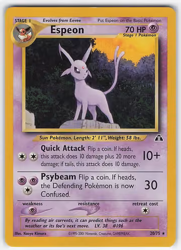 Espeon — Neo Discovery · #20 · Englisch, Vorderseite