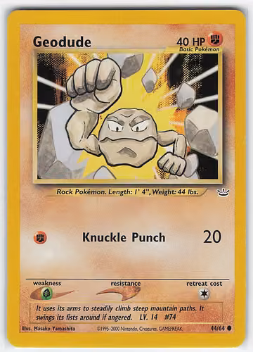 Geodude — Neo Revelation · #44 · Englisch, Vorderseite
