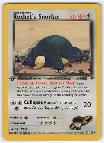 Rocket's Snorlax — Gym Heroes · #33 · Englisch, Vorderseite