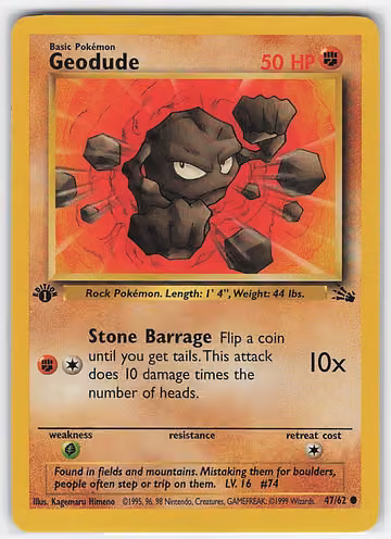 Geodude — Fossil · #47 · Englisch, Vorderseite