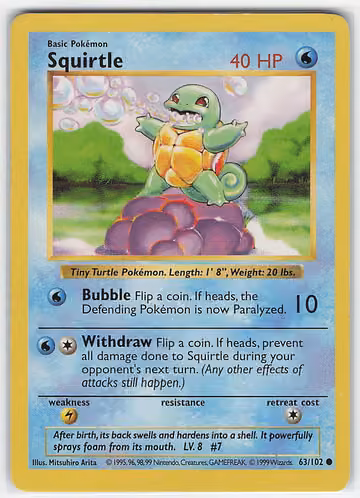 Squirtle — Base Set · #63 · Englisch, Vorderseite