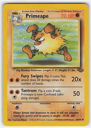 Primeape — Jungle · #43 · Englisch, Vorderseite