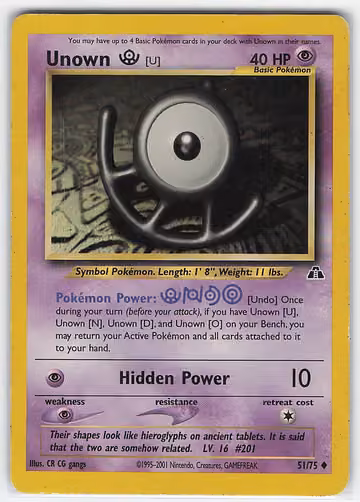 Unown [U] — Neo Discovery · #51 · Englisch, Vorderseite