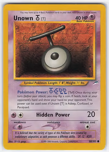 Unown [T] — Neo Destiny · #88 · Englisch, Vorderseite
