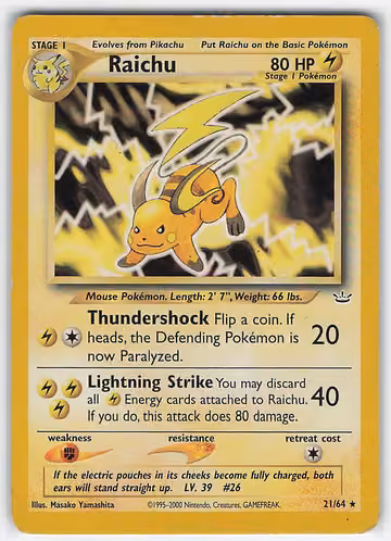 Raichu — Neo Revelation · #21 · Englisch, Vorderseite