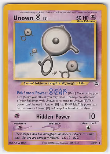 Unown [B] — Neo Revelation · #39 · Englisch, Vorderseite