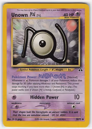 Unown [N] — Neo Discovery · #50 · Englisch, Vorderseite
