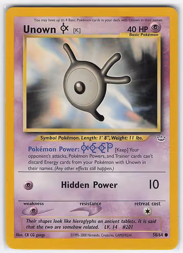Unown [K] — Neo Revelation · #58 · Englisch, Vorderseite