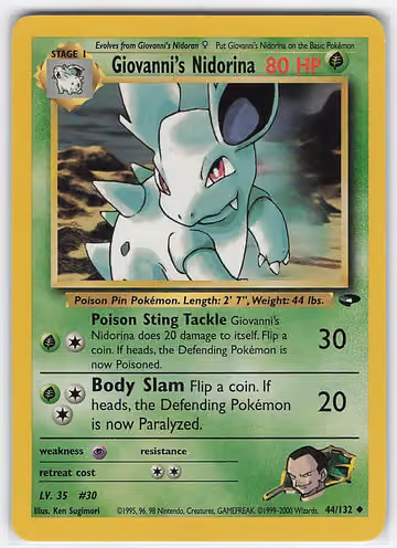 Giovanni's Nidorina — Gym Challenge · #44 · Englisch, Vorderseite