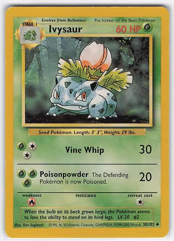 Ivysaur — Base Set · #30 · Englisch, Vorderseite
