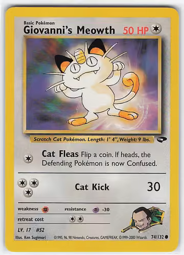 Giovanni's Meowth — Gym Challenge · #74 · Englisch, Vorderseite
