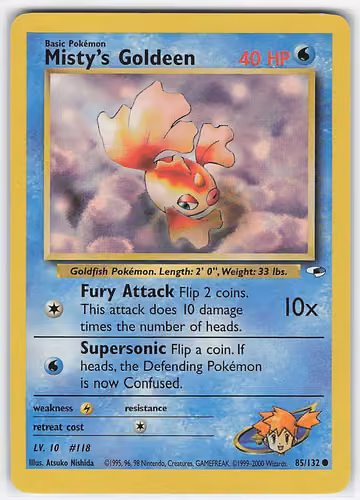 Misty's Goldeen — Gym Heroes · #85 · Englisch, Vorderseite