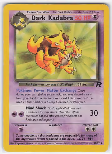 Dark Kadabra — Team Rocket · #39 · Englisch, Vorderseite