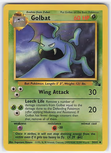 Golbat — Fossil · #34 · Englisch, Vorderseite