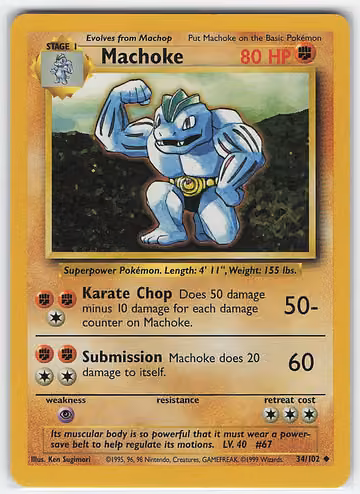 Machoke — Base Set · #34 · Englisch, Vorderseite