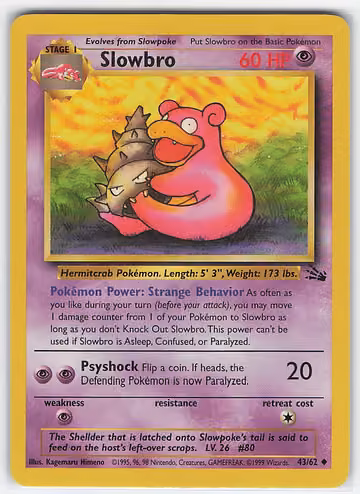 Slowbro — Fossil · #43 · Englisch, Vorderseite