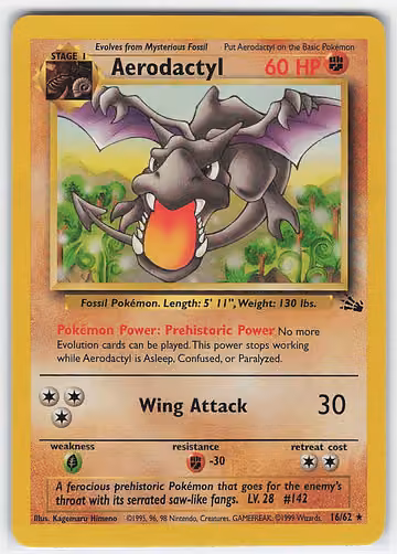 Aerodactyl — Fossil · #16 · Englisch, Vorderseite