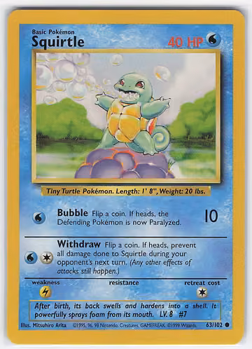 Squirtle — Base Set · #63 · Englisch, Vorderseite