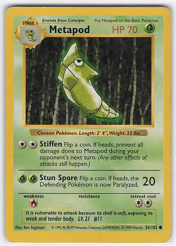 Metapod — Base Set · #54 · Englisch, Vorderseite