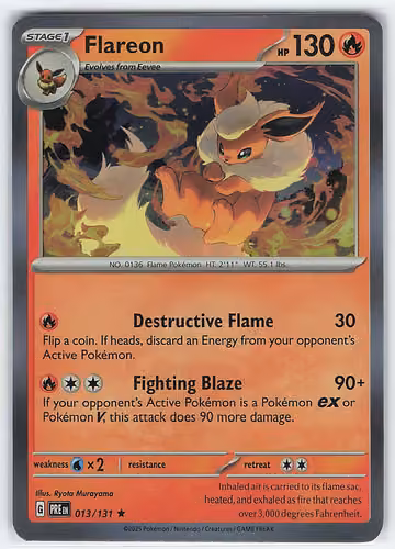 Flareon — Prismatic Evolutions · #13 · Englisch, Vorderseite