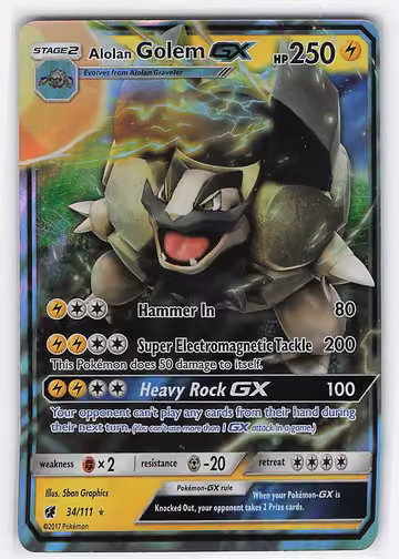 Alolan Golem-GX — Crimson Invasion · #34 · Englisch, Vorderseite