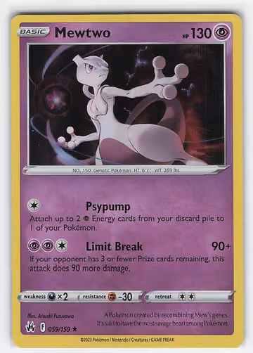 Mewtwo — Crown Zenith · #59 · Englisch, Vorderseite